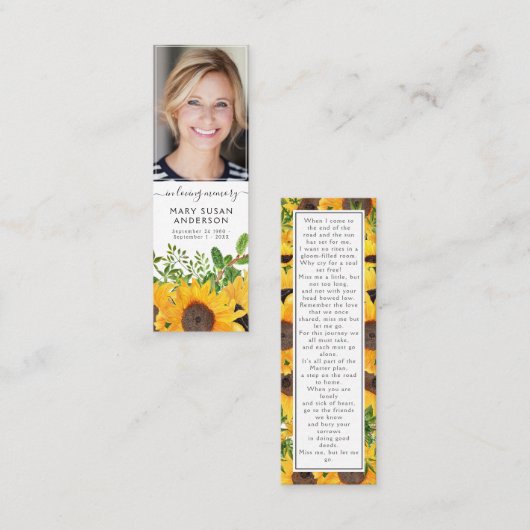 フローラ写真葬儀記念詩ブックマーク スキニー名刺 (正面/裏面)