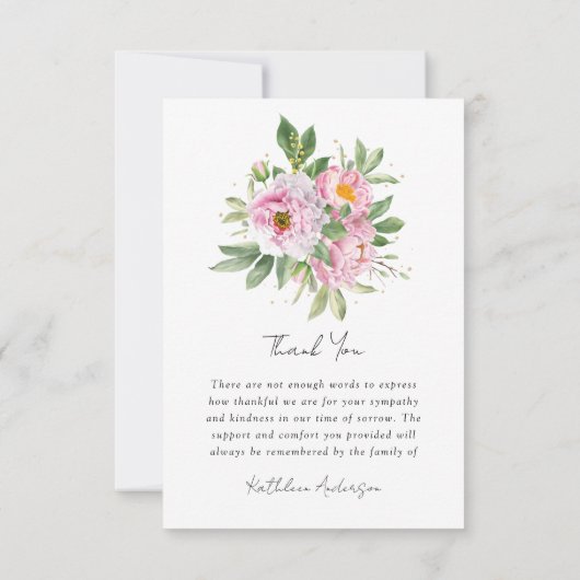 フローラ写真記念悔やみや弔慰葬儀 サンキューカード (裏面)