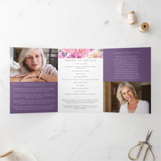 フローラ写真6ページのメモリアル・オーダー 三つ折り招待状 (内部)