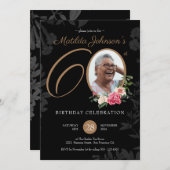 フローラ写真60番目の誕生日招待状 招待状 (正面/裏面)