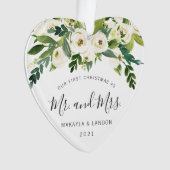 フローラ写真Newlywed Ourの初めてのクリスマス オーナメント (正面)