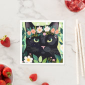 フローラ冠の黒猫 スタンダードカクテルナプキン (インサイチュ)