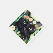 フローラ冠の黒猫 スタンダードカクテルナプキン (角)