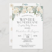 フローラ冬のワンダーランド、カップルの赤ちゃんシャワー 招待状 (正面/裏面)