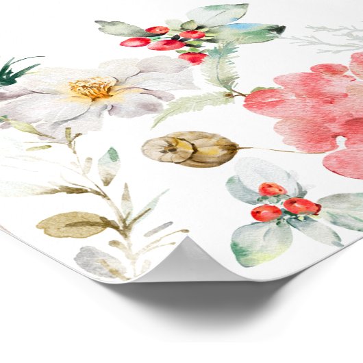 フローラ冬の結婚式15テーブルの座席表 ポスター (角)