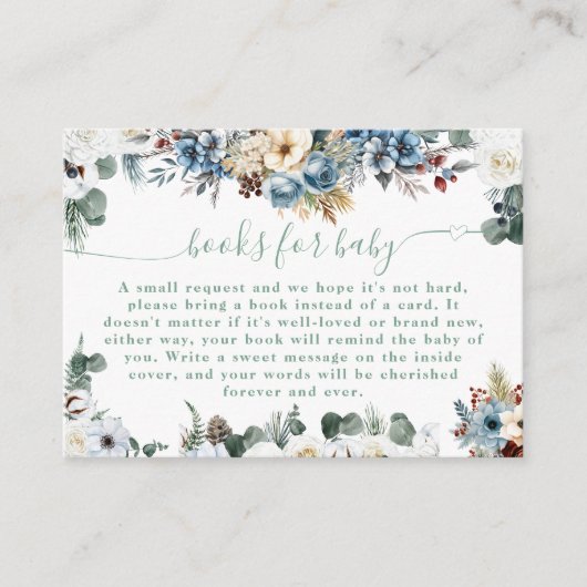 フローラ冬テディベアセージ緑の本のためのベビー エンクロージャーカード (正面)