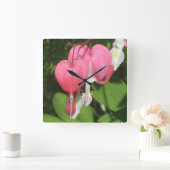 フローラ出血ハート – 正方形の壁時計 スクエア壁時計 (ホーム)