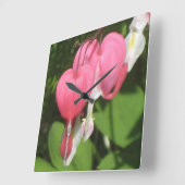 フローラ出血ハート – 正方形の壁時計 スクエア壁時計 (傾斜)