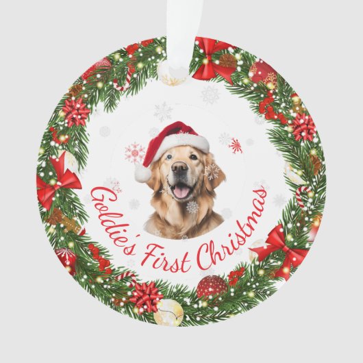 フローラ初めてのクリスマスクラシックペット用記念品 オーナメント (正面)