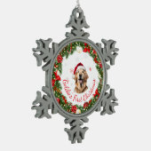 フローラ初めてのクリスマスクラシックペット用記念品 スノーフレークピューターオーナメント (左)