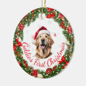 フローラ初めてのクリスマスクラシックペット用記念品 セラミックオーナメント (左)