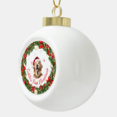 フローラ初めてのクリスマスクラシックペット用記念品 セラミックボールオーナメント (右)