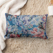 フローラ刺繍模様カラフル花 ランバークッション (ブランケット)