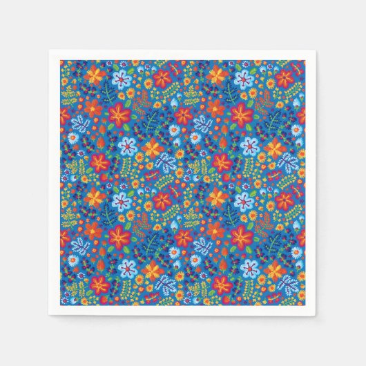 フローラ刺繍模様 スタンダードカクテルナプキン (正面)