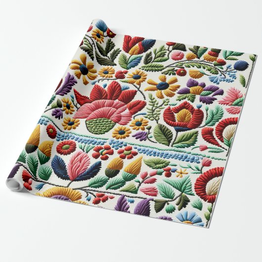 フローラ刺繍 ラッピングペーパー (アンロールド)