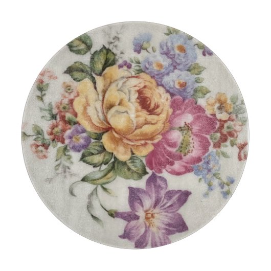 フローラ加飾ガラス板 カッティングボード (正面)