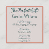 フローラ包まれた贈り物ピンク緑 スクエア名刺 (裏面)