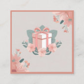 フローラ包まれた贈り物ピンク緑 スクエア名刺 (正面)