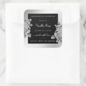 フローラ包装ラベル白黒銀 スクエアシール (バッグ)