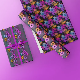 フローラ包装紙 – 美しい抽象芸術花 ラッピングペーパーシート