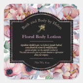 フローラ化粧品ボトルラベル – Mauveと薄紫 スクエアシール (正面)