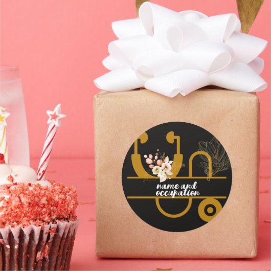 フローラ医ナース名と職業モダン ラウンドシール (パーティー)