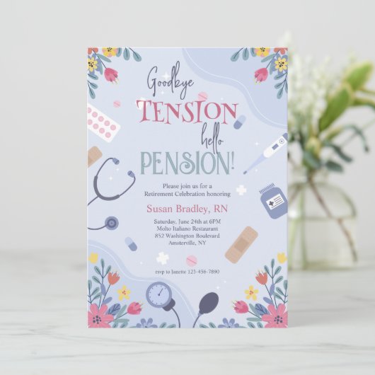 フローラ医師又はナース退職招待状 招待状 (スタンド正面)