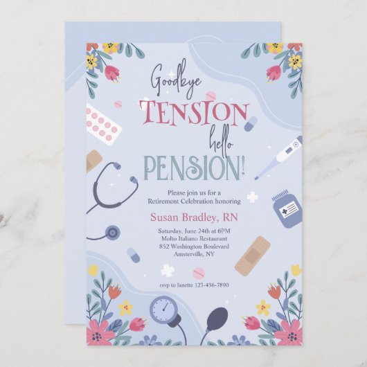 フローラ医師又はナース退職招待状 招待状 (正面/裏面)