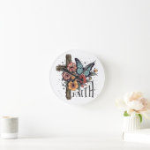 フローラ十字架 ラウンド壁時計 (ホーム)