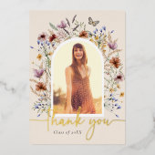 フローラ卒業サンキューカード 箔招待状 (正面)