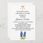フローラ卒業ナースタイポグラフィブルーボンネット 招待状 (正面/裏面)