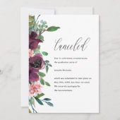 フローラ卒業パーティーのキャンセルのお知らせ 案内状 (正面)