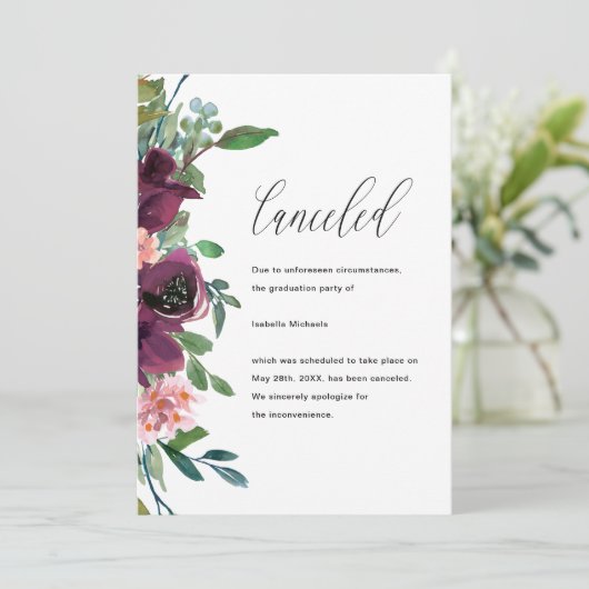 フローラ卒業パーティーのキャンセルのお知らせ 案内状 (スタンド正面)