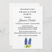 フローラ卒業パーティータイポグラフィブルーボンネット 招待状 (正面/裏面)