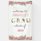 フローラ卒業ルアウ(ハワイ式宴会)クラス2024へようこそ 横断幕 (縦)