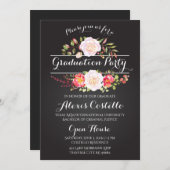 フローラ卒業式パーティウォーターカラーボホカード 招待状 (正面/裏面)