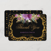 フローラ卒業感謝状金ゴールドグリッター紙吹雪 案内状 (正面/裏面)