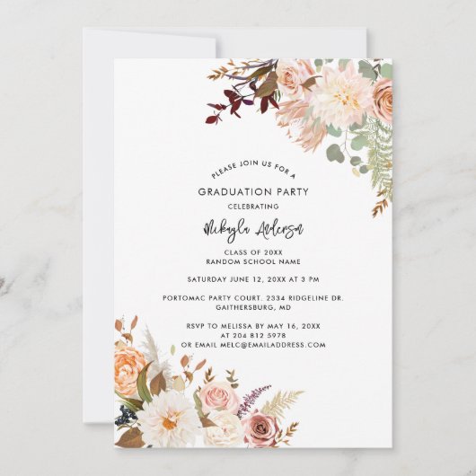 フローラ卒業2025植物学的なグラードパーティー 招待状 (正面)