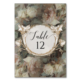 フローラ印象派バラピンクホワイトミント結婚ズ テーブルナンバー