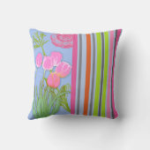 フローラ及びストライプの装飾枕 クッション (裏面)