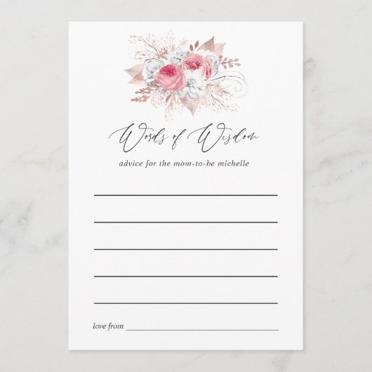 フローラ及びレースブライダルシャワーアドバイスfor Bride アドバイスカード (正面)