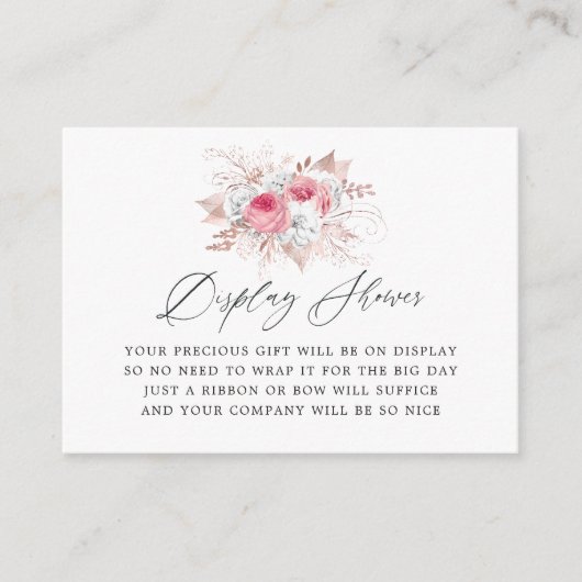 フローラ及びレースブライダルシャワーディスプレイシャワー エンクロージャーカード (正面)