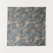 フローラ古いレトロヴィンテージオーナメントの壁紙 タペストリー (正面(横))