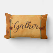 フローラ可愛いタンとブラウンの名字ギャザー秋 ランバークッション (正面)