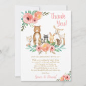 フローラ可愛い森（き）の動物たち赤ちゃんシャワーガール サンキューカード (正面)