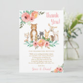 フローラ可愛い森（き）の動物たち赤ちゃんシャワーガール サンキューカード (スタンド正面)