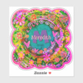 フローラ名とイニシャルのインスピレーションの楽しさパーソナライズ シール (シート)