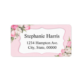フローラ名住所ステッカーPink Roses ラベル