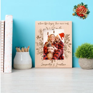 フローラ名前をカスタムするカップルChristmas Photo Keepsake レーザー彫刻フレーム