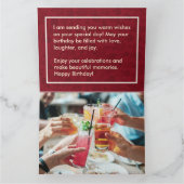 フローラ名前をカスタムするフォトレッド誕生日ギフトカード カード (内部)